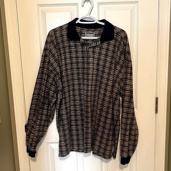 Northern Elements dark green, blue and beige collared long sleeve shirt - Picture 1 of 6